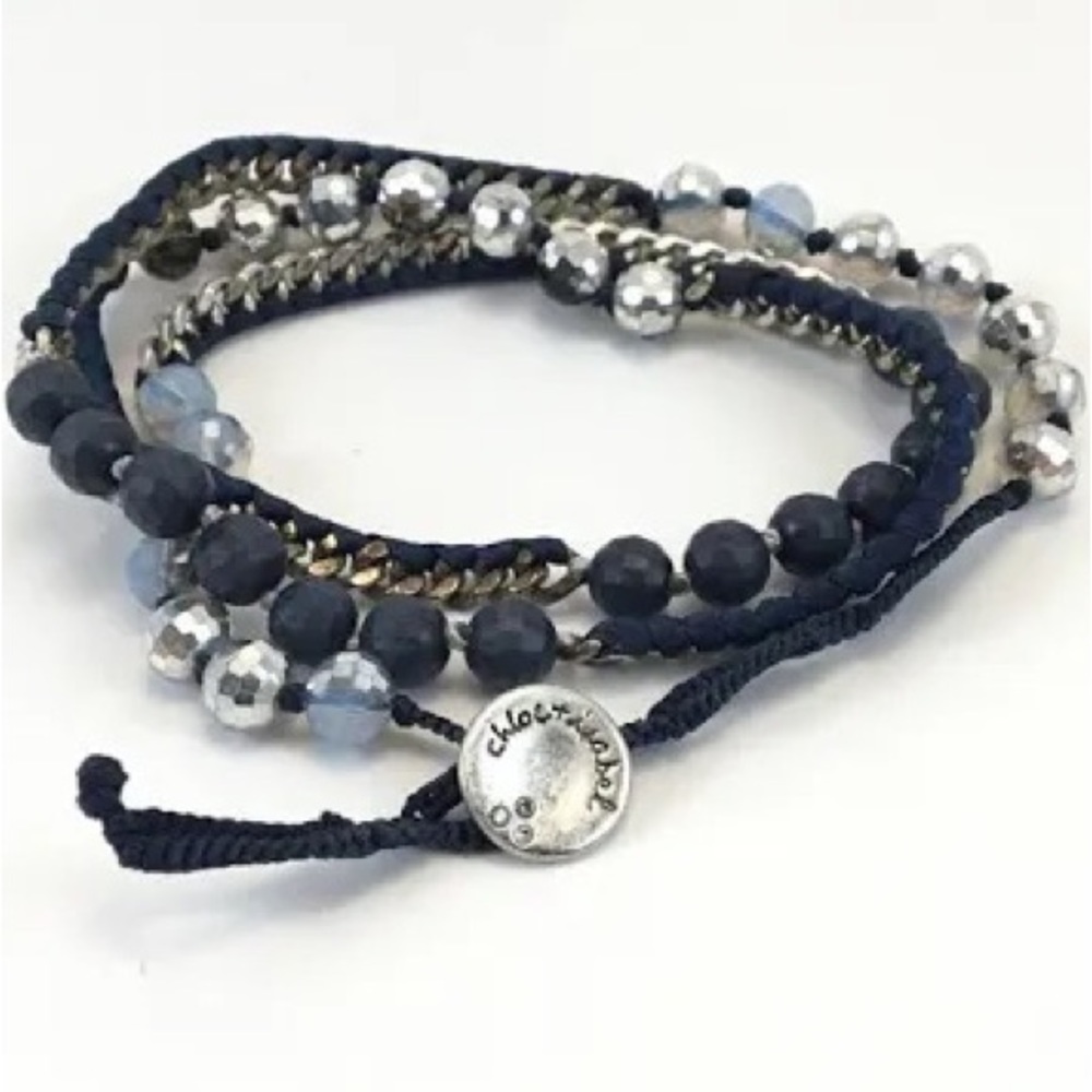 Chloe + Isabel Navy & Silver Wrap Bracelet!
